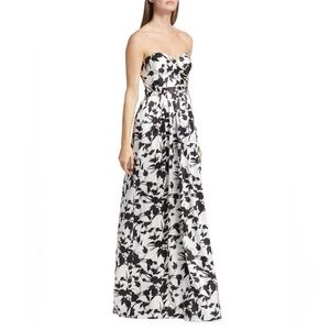 Monique Lhuillier strapless chiffon gown size 8